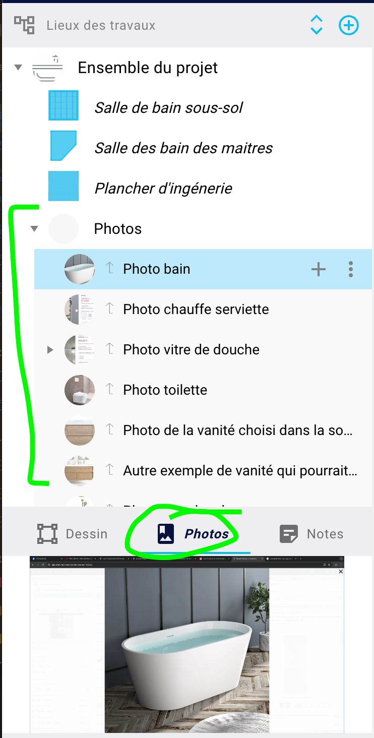 Go to the project's Photos section to locate the images you want included in the exported PDF