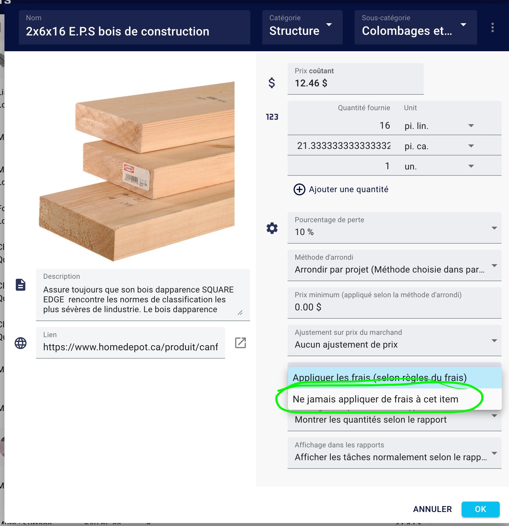 Open the item properties dialog; per-item settings are here—the logical place to control whether edits sync to the catal